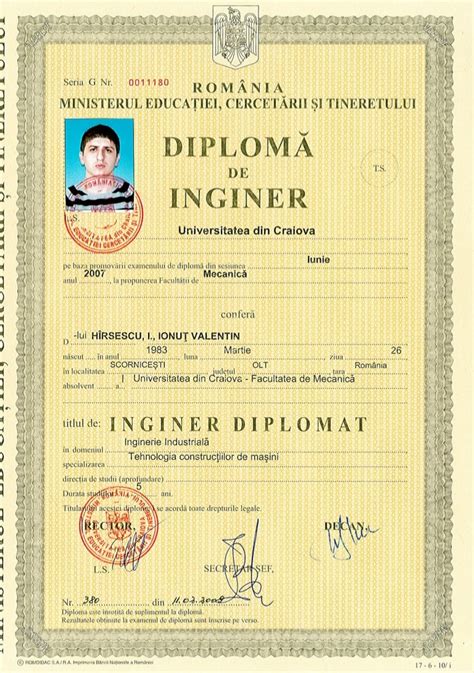 Diploma Engineer Certificate Of Completion