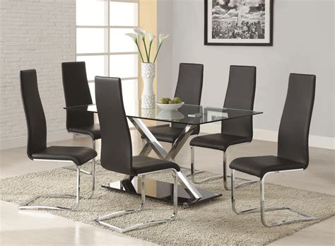 Get the best deals on chrome dining chairs. Modern Dining Black Faux Leather Dining Chair with Chrome ...