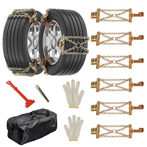 Mophoto Upgraded Tire Chains 6 Pack Car Snow Chains Emergency Anti