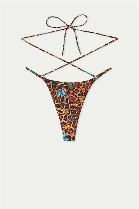 Macu Butterfly Brazilian Bikini Bottoms With Ties Tezenis