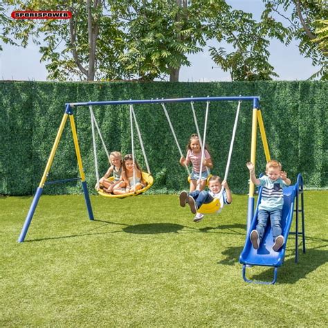 Sportspower Super Saucer Metal Swing Set With 2 Swings Saucer Swing