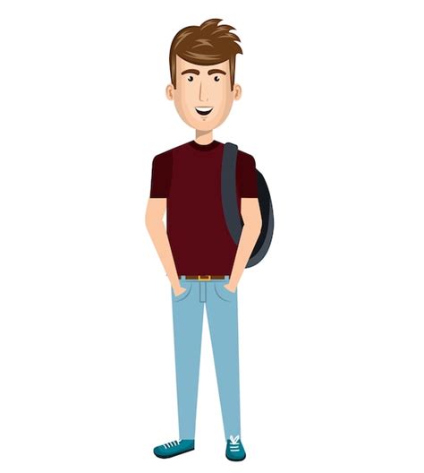 diseño de ilustración de vector de personaje de avatar de hombre joven vector premium
