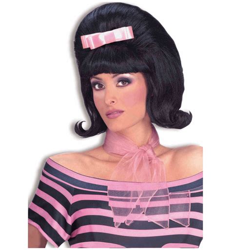 1950s Bouffant Sock Hop Grease Rock N Roll Black Women Costume Wig Ebay