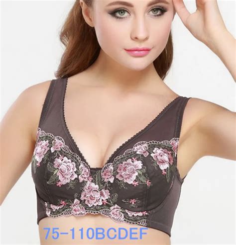 sexy plus size embroidery bras big breast lace full cup push up vest bras 75 36 85 40 95 100 110