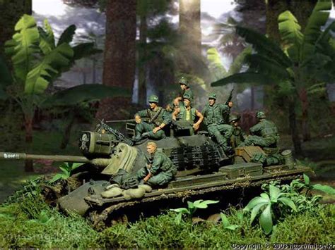 A cool diorama of a Tamiya plastic model kit of a M48A3 in ...