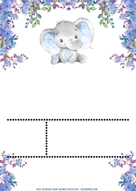 Editable Free Printable Elephant Baby Shower Invitations Templates