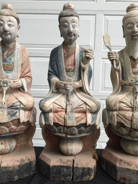 China Big Taoist Sculptural Group Three Pure Ones Chengdu Temple