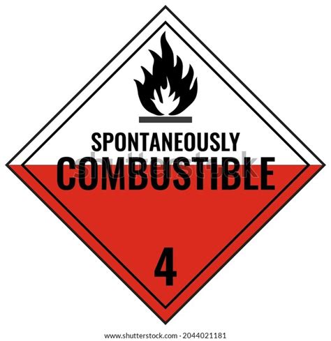 Spontaneously Combustible Class Placard Sign Stock Vector Royalty