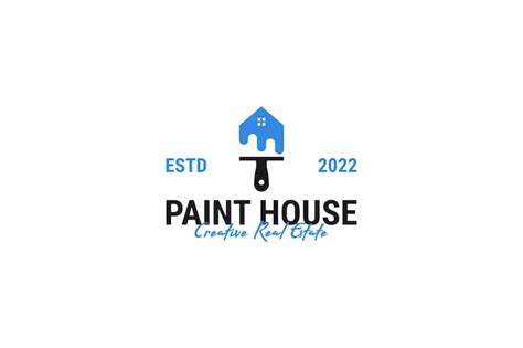 Premium Vector Flat Paint Brush House Logo Design Vector Illustration