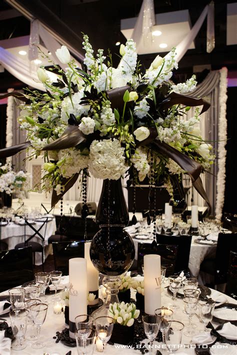 Black And White Floral White Wedding Flowers Centerpieces Wedding