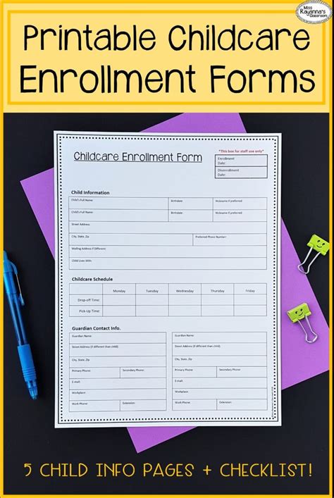 Preschool And Childcare Enrollment Form Teaching Techniques