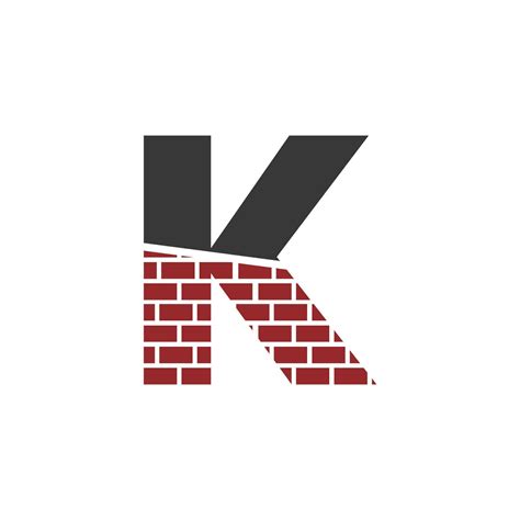 Letter K With Brick Wall Logo Vector Design Building Company Creative