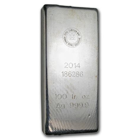 Buy 100 Oz Silver Bar Royal Canadian Mint 20149999 Fine Apmex