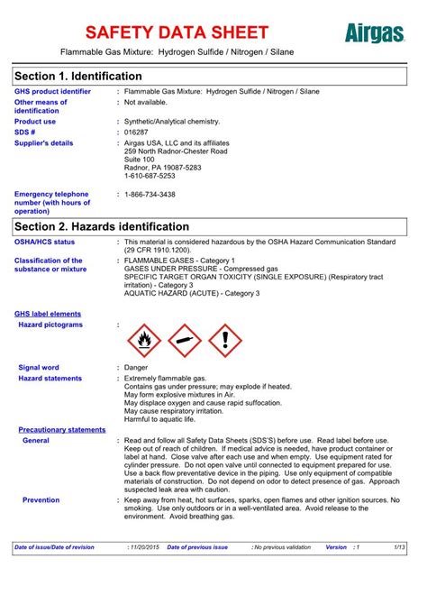 Section Hazards Identification Osha Hcs Status This Material Is