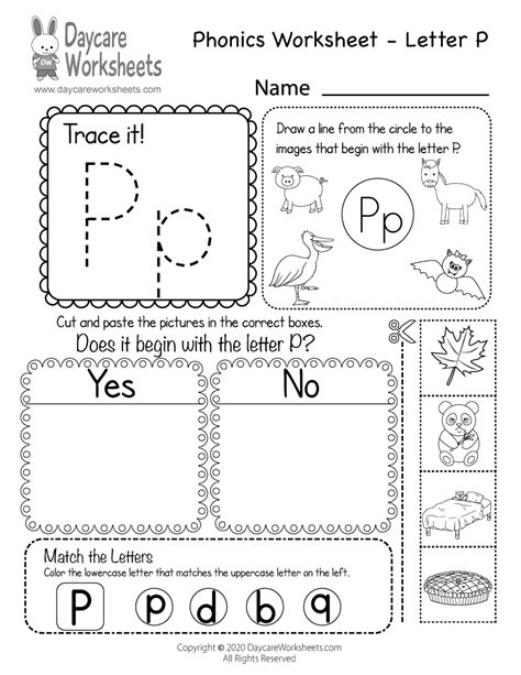 Free Beginning Sounds Letter P Phonics Worksheet For Preschool Letter