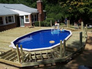 How an above ground pool is leveled. Above Ground Pool Deck Ideas