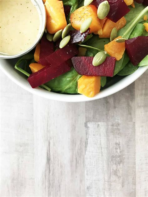 Roasted Beet And Butternut Squash Salad With Beet Infused Vinaigrette