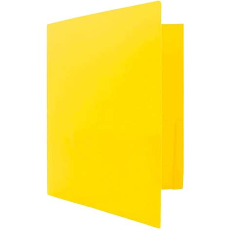 Jam Heavy Duty Plastic Two Pocket Presentation Folders Yellow 6 Pack