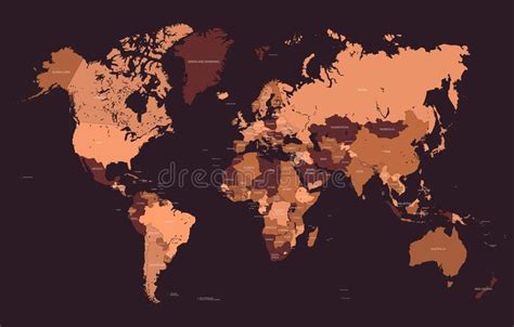 Political Grayscale World Map Vector Stock Illustration Illustration