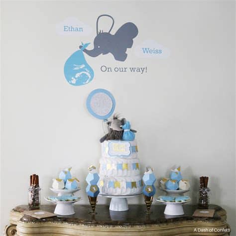 This doesn't necessarily sound incredibly exciting on the first read, but just look at these if this elephant bunting were on display at my baby shower, then i would most definitely be stealing it and hanging it in the baby's nursery. Geometric Elephant Themed Baby Shower