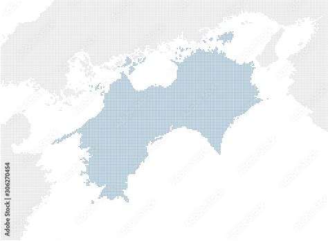 Dotted Japan Map Shikoku Region 1 Stock Vector Adobe Stock