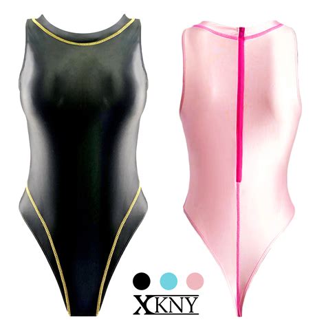 Xckny One Piece Swimsuit Sexy T Shaped Swimsuit Tight Oil Glossy Swimsuit Stagnant Water Sexy