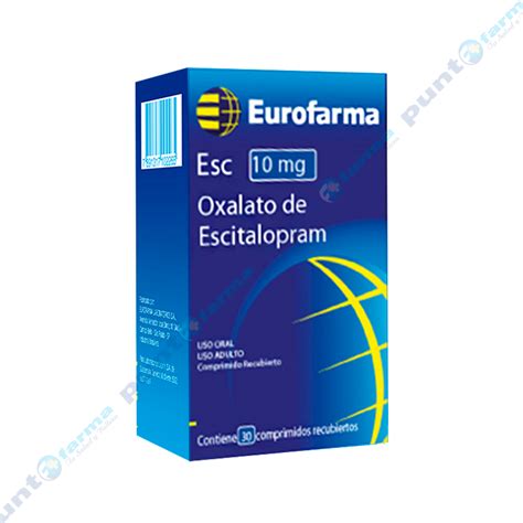 Esc 10mg Oxalato De Escitalopram Eurofarma Caja De 30 Comprimidos