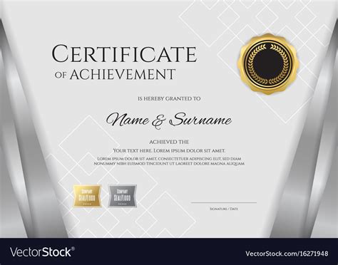 Luxury Certificate Template With Elegant Silver Vector Image