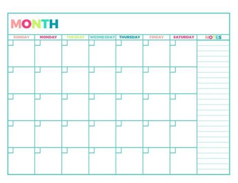 Bright Undated Monthly Planner Printable Month On 1 Etsy Mom Monthly