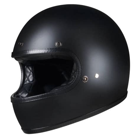 Full Face Retro Helmet Café Racer Matte Black The Bikers Den