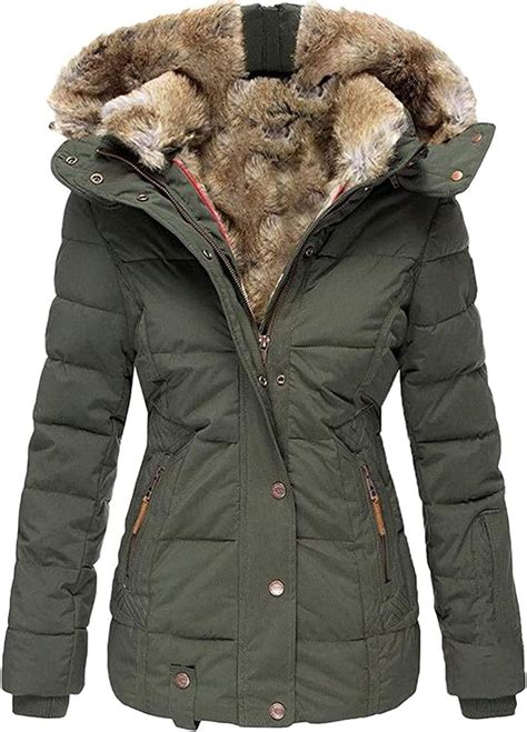 Women Winter Zipper Hoodie Parkas Jacket Uk Clothing