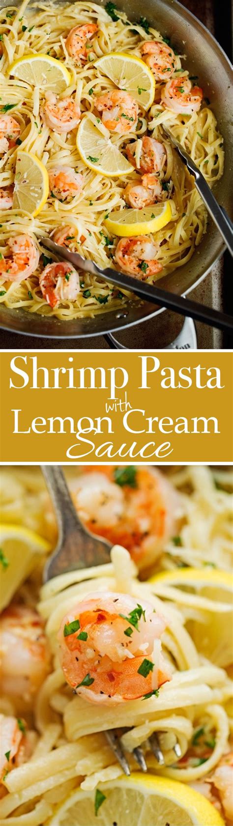 Grilled shrimp and sautéed kale in white remove pan from heat and whisk in butter. Shrimp Pasta with Lemon Cream Sauce | Lemon cream sauce ...