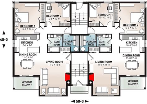 8 Unit Apartment Complex With Balconies 21425dr Floor Plan Main