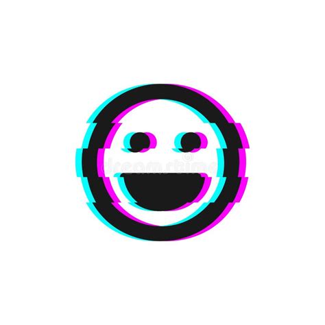 Vector Icon Of Glitch Smile Emoji Glitch Emoticon Symbol Isolated On