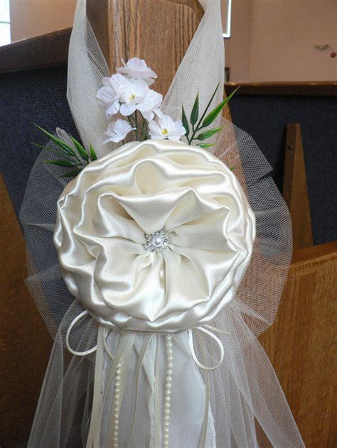 Ivory Pew Bows Chair Bows Elegant Wedding Bows Church Aisle Etsy