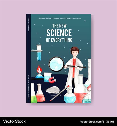 Science Cover Book Design With Laboratory Vector Image