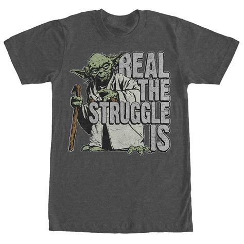 Star Wars Yoda Real The Struggle Is Heather Charcoal T