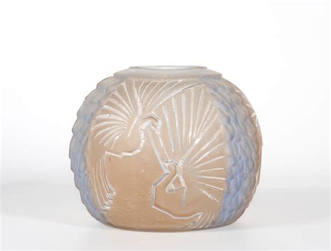 Muller Frères Art Deco Ball Vase With Peacocks Goldfield Auctions