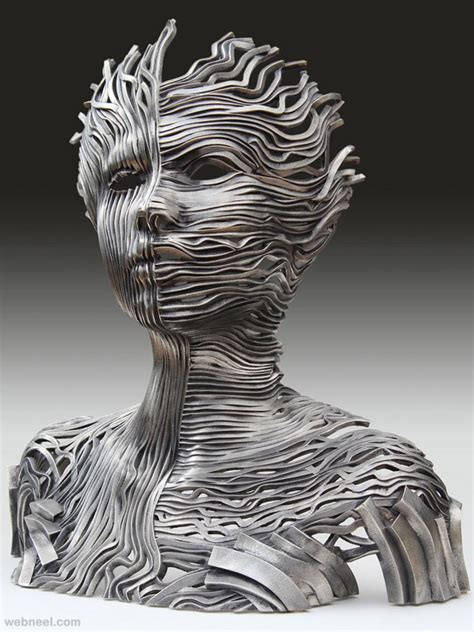 22 Creative Human Figure Metal Sculptures Composed Of Unraveling Steel