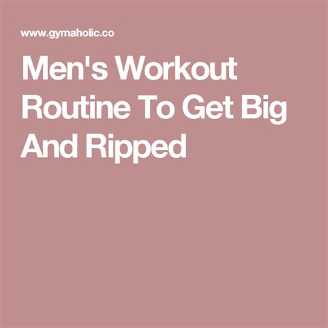 Mens Workout Routine To Get Big And Ripped Gymaholic Workout