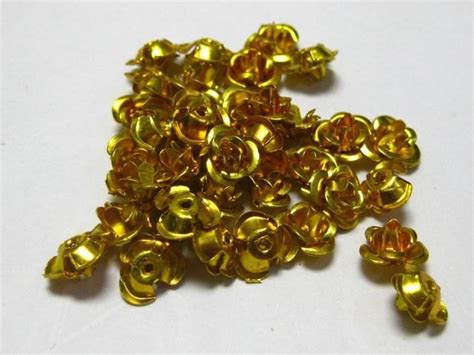200 Gold Aluminum Metal Rose Flower Beads 6mm Finding In Beads From
