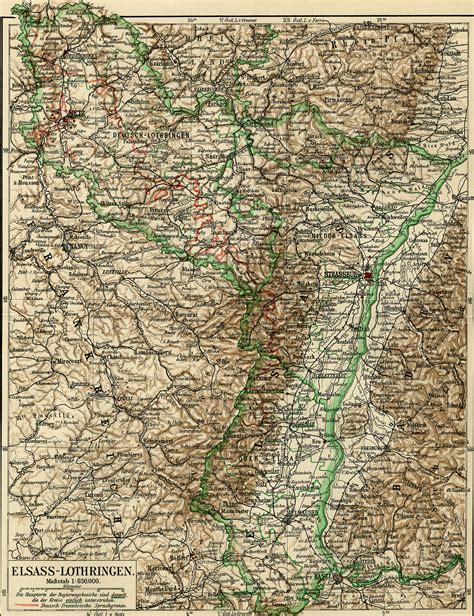 Antique Map Alsace Lorraine Elsass Germany Meyers 1895 1895 Art