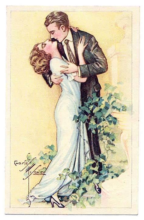 Love And Romance Old Postcard Retro Illustration Vintage Romantic