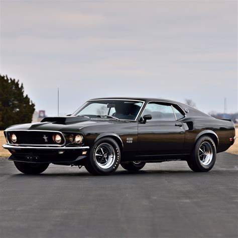On Road 1969 Ford Mustang Boss 429 Black Muscle Car Wallpaper Hd