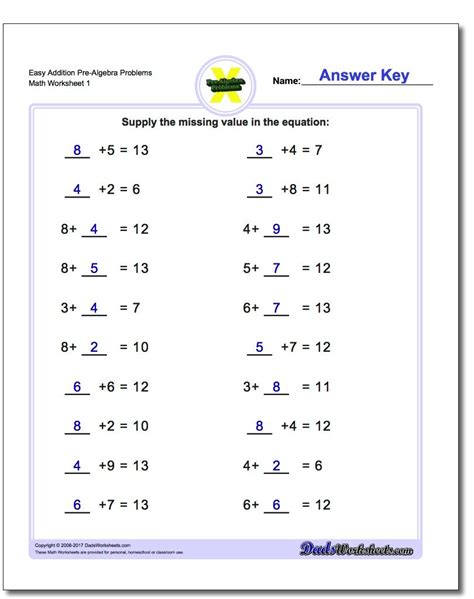 On this printable, students will work six questions starting with two easy problems followed by four more of increasing difficulty. Math Worksheets