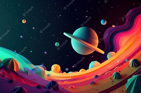 Premium Ai Image A Colorful Space Wallpaper With A Planet And Planets