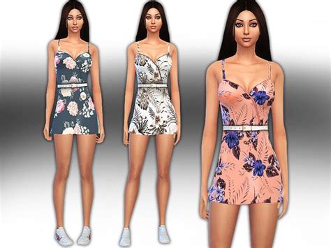 The Sims 4 Pastel Colour Summer Floral Dresses With Belt Floral Dress