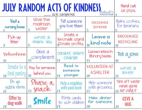 July Random Acts Of Kindness Ideas Natural Beach Living