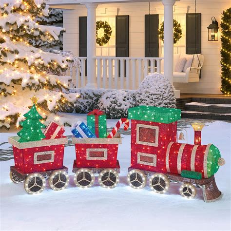 3 Piece Indoor Outdoor Christmas Train Set With Led Lights
