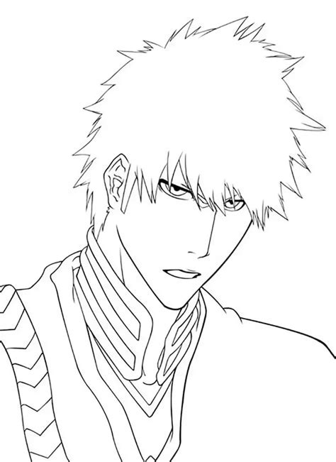 Handsome Ichigo Kurosaki From Bleach Coloring Page Free Printable